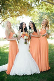 A-Line Sweetheart Long Chiffon Elegant Bridesmaid Dresses Orange PE7H3G8M