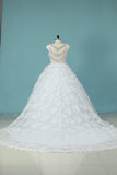 2024 Tulle Scalloped Neck A Line Wedding Dresses PFCCD3R9