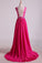 2024 V Neck Tulle&Lace Back A Line Exquisite Chiffon Beading PQ5X6TZZ