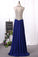 2024 Sexy Scoop-Neck A Line Prom Dresses Chiffon With Beaded P6P21854