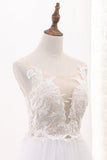 2024 A Line Tulle & Lace Scoop Wedding Dresses With Applique PCLLLNG9