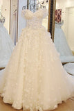 2024 Shiny Wedding Dresses Off The Shoulder A-Line With Handmade PMRTGAR8