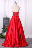 2024 Sweetheart Prom Dress A-Line Lace Bodice With Satin PZPE3GZY