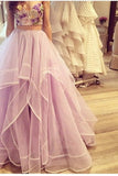 2024 Two Pieces Sweetheart Prom Dresses Tulle PCM6K2TB