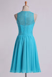 2024 Bridesmaid Dresses Classic Scoop Fitted Bodice A Line Above Knee Length P9G8F551