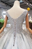 2024 Wedding Dresses V Neck Lace Up Back Beads Prom PB8REKEH