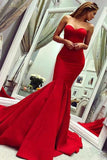 Sexy Red Sweetheart Mermaid Prom Dresses, Strapless Sweetheart Evening Dresses STK15348