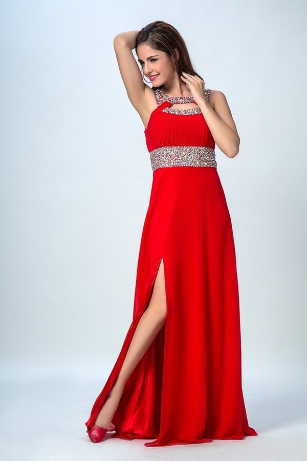 2022 Sexy Prom Dresses A Line Scoop Sweep/Brush Red PGBFBP4B