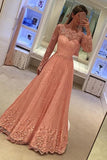 2024 Prom Dresses Long Sleeves A Line Lace With P9LND9K2