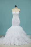 2024 Mermaid Wedding Dresses Sweetheart Organza With Applique PNHQNT2G