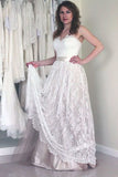 2024 Lace Wedding Dresses Sweetheart With Sash Floor Length PY1C26CM