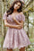 A-Line Cold Shoulder Purple Lace Homecoming Party Dress with Ruffles Prom Dresses