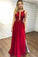 A-Line Sleeveless Split Prom Dresses with Appliques Beading Tulle Evening Dresses