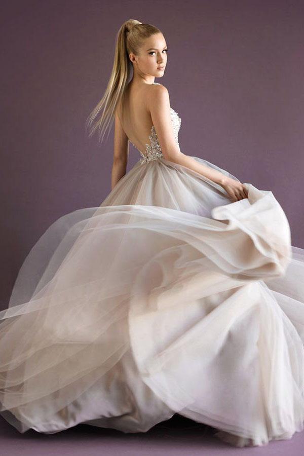 New Style Charming New Fashions Grey Tulle Evening Dress Elegant Prom Gowns for Spring Teens