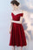 A Line Red Off the Shoulder Sweetheart Homecoming Dresses Short Prom Dresses