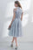 A Line Short Sleeves Tulle Halter Homecoming Dress with Lace Cute Short Prom Dress