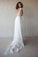 A Line Tulle Lace Appliques Wedding Dresses Short Sleeve Backless V Neck Bridal Dress