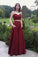 A line Two Pieces Spaghetti Straps Prom Dresses with Pockets Sweetheart Prom Gowns