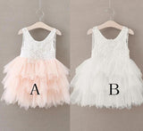 Adorable A-line Knee length Pink Tulle Little Flower Girl Dress with Lace Party Dress