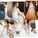 Ball Gown Long Sleeve Ivory Satin Wedding Dresses with Lace Long Bridal Dresses