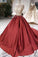 Ball Gown Scoop Burgundy Prom Dresses Short Sleeves Beads Lace up Quinceanera Dresses