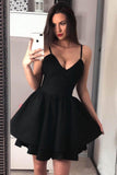 Black Mini Homecoming Dresses Spaghetti Straps A Line Above Knee Short Hoco Dress