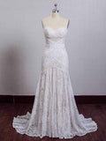 Chic Ivory Lace Mermaid Beach Wedding Dresses Sweetheart Rustic Boho Wedding Dresses