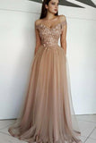 Chic Off the Shoulder Tulle Prom Dresses with Beads Long Sweetheart Evening Dress