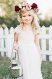 Cute Cap Sleeve Lace and Chiffon Ivory Flower Girl Dresses Wedding Party Dresses