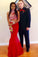 Custom Made Gorgeous 2 Pieces Beading Chiffon Mermaid Prom Party Dresses Formal Red Evening