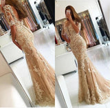 Elegant Half Sleeve Lace Mermaid Backless Prom Dresses Long Cheap Evening Dresses