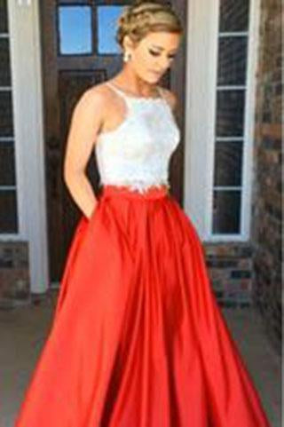 Two-piece Square Neck Red Real Made Prom Dress Sexy Prom Dress for Teens Party Dresses