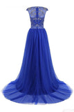 A-Line Floor-length Gorgeous Beading Bodice Long Tulle Prom Dresses Evening Dresses