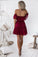 Chic Halter Backless Burgundy Chiffon Off the Shoulder Homecoming Dress with Ruffles