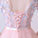 A Line Pink Tulle Cap Sleeves Scoop Short Prom Dresses with Flowers Homecoming Dress