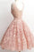 Princess Pink Sleeveless Ball Gown Short Prom Dresses