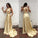 New Arrival Gold Two Pieces High Neck Pretty Sparkly Evening Party Prom Dress