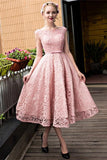 Cap Sleeves Beautiful Lace Tea Length Princess Prom Dresses Sweet 16 Dresses