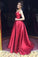 Red A-Line Long Simple Satin Open Back Sleeveless Evening Dress Prom Dresses