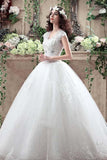 Ball Gown Tulle Sweetheart Open Back Lace up Lace Appliques Sequins Ivory Wedding Dress