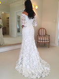 Classy Half Sleeve Off the Shoulder Lace Wedding Dresses
