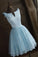 Simple Baby Blue Satin Short V Neck Prom Dress Homecoming Dresses V Neck Bridesmaid Dresses