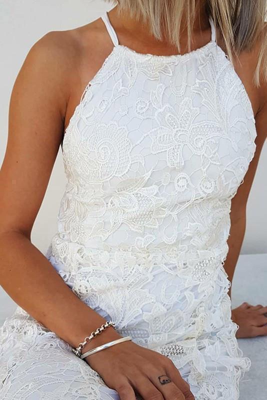 Simple Halter Mermaid Lace Appliques Wedding Dress Backless Beach Bridal Gowns