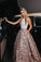 A Line Two Piece Floral Print Beautiful Prom Dresses with Pockets Evening Dresses