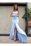 Mermaid Backless Prom Dresses Simple Bridesmaid Dress Satin Floor STKP481AX65