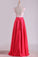 2024 Sexy Open Back Evening Dresses Scoop Satin With Beads PMNQHRDA