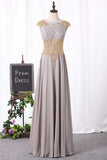 2024 Evening Dresses A Line Scoop Chiffon With Applique PMQPHDQ2