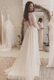 2024 Sexy Open Back Scoop Long Sleeves Wedding Dresses A Line P5537CQC