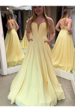Daffodil Sweetheart Satin Long Prom Dress With STKP5K4ESXD