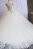 2024 Sweetheart Bridal Dresses With Pearls Ball Gown Tulle White Corset PQC4Z5HE